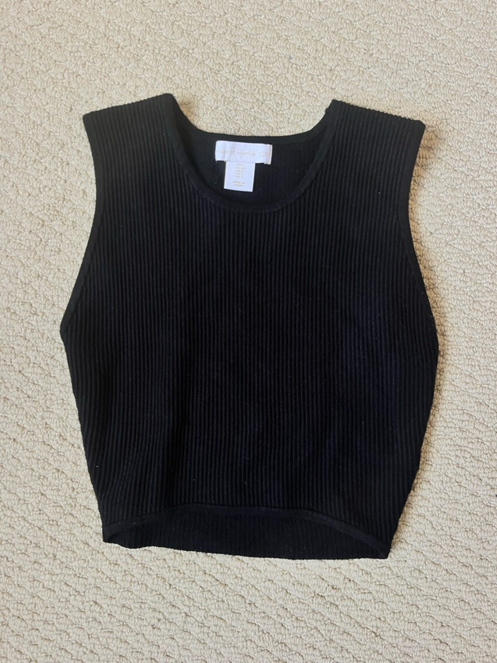 Black Ribbed Sleeveless Crop Top - Nili Lotan